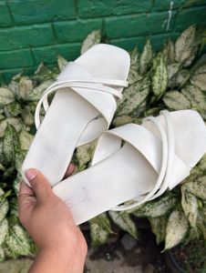 White Strappy Mule Sandals
