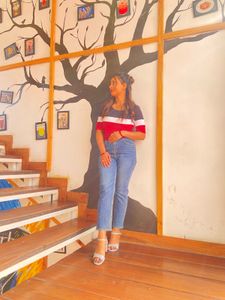 Color Block Top - Red, Black, & White