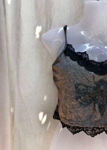 Gothic Moth Lace Trim Cami Top