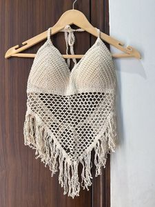 Boho Crochet Fringe Halter Top