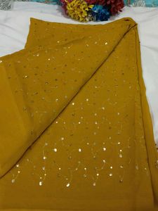 Yellow Sequined Dupatta with Tassels