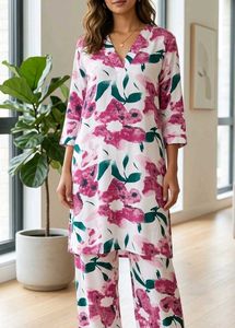 Floral Print V-Neck cord set