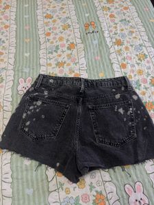 Black Distressed Denim Shorts