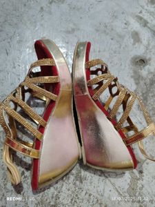 Red &amp; Gold Embellished Heels