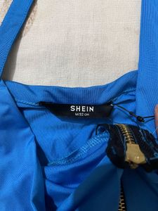 Stylish Blue Halter Neck Zip Top