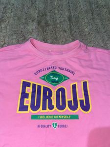 Pink EUROJJ Graphic Crop Top