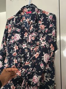 Lucky Charm Floral Print Button-Up Blouse