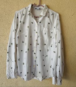 White Cactus Print Shirt