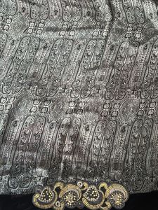 Elegant Black Grey Smooth Saree With velvet border
