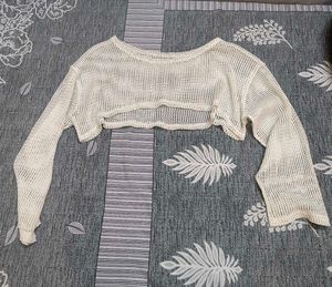 Cropped Mesh Sweater Top