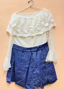 Boho Lace Off-Shoulder Top