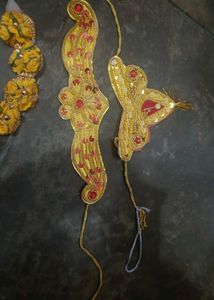 Exquisite Gold & Red Embellished Ethnic Accessory