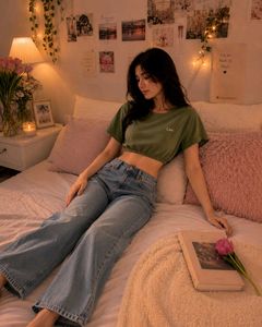 Olive Green Chic Cropped T-Shirt