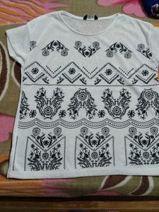 White T-Shirt with Black Print