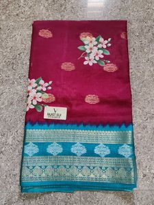 Beautiful Maroon Floral RAjkot silk Saree