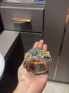 Unique Oxidized Silver & Gold Tone Cuff Bracelet