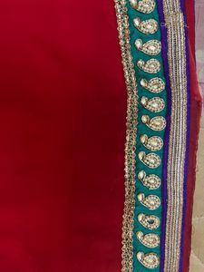 Red saree with beautiful zardozi work n heavy wor