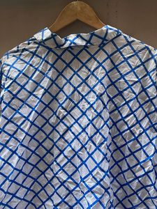 Chic Blue &amp; White Plaid Button-Up Shirt