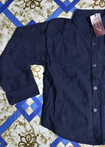 women Embroidered Navy Blue Shirt