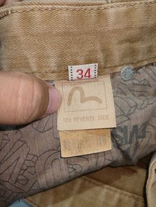 Evisu Men's Beige Straight Fit Jeans