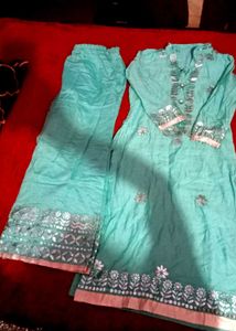 FESTIVE KURTI PLAZO SET( Sleeveless)