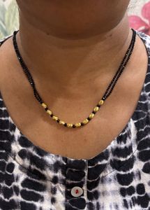 Elegant Gold Plated &amp; Black Beaded Mangalsutra