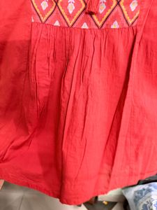 Red Ethnic Kurta with Tassels