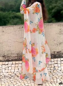 Floral Print Kurta Set with Jacket