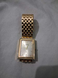 Elegant Gold Tone Rectangle Watch