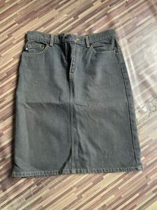 Classic Grey Denim Skirt