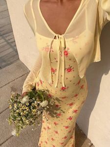 Cute Floral Yellow Maxi Dress