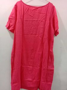 Coral Casual Dress with Pockets