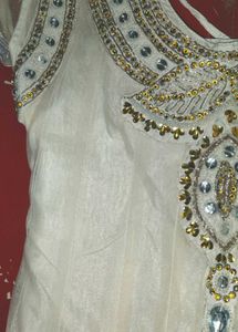 White Umbrella Embellished Kurta for Women