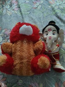 Cute Teddy Bear & Ganesha Soft Toy Set