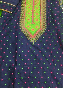 Embroidered Navy Blue Kurta