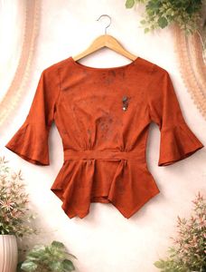 Unique Rust Peplum Top