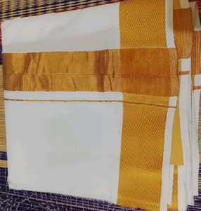 Brand New Dhoti with Double Golden Border