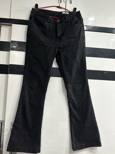 Washed Black High Waist Bootcut Jeans For Women