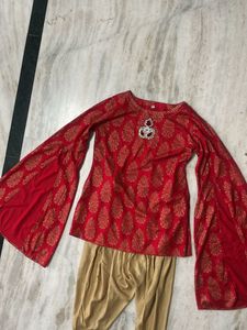 Designer Dhoti Short Kurti Set With Falling Sleeve