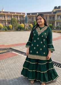 Elegant Green Kurta Set with Sharara