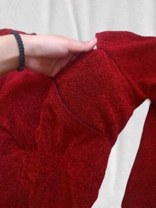 Sequin Maroon Maxi Dress with Slit (UNUSED)