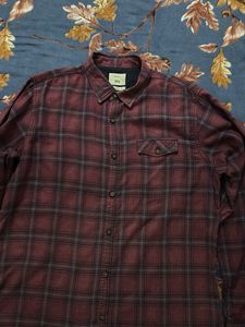 Men's Burgundy Plaid Flannel Shirt