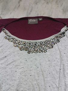 Maroon &amp; Grey Embellished Top