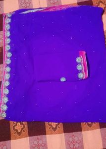 Vibrant Purple Embroidered Saree
