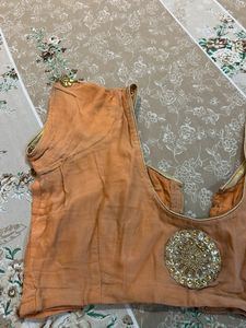 Designer Peach Blouse with Gota Patti