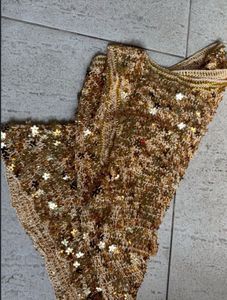 Sparkly Gold Sequin V-Neck Top