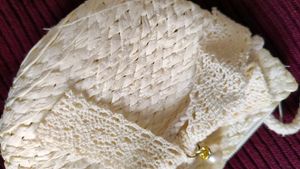 Boho Straw Clutch with Lace Detail