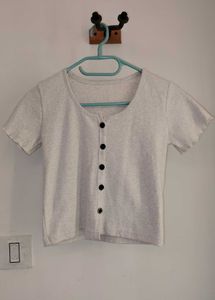 y2k Ribbed White Button crop Top | Unused