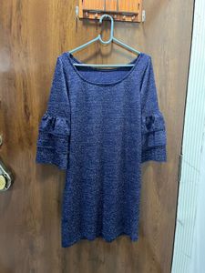 Sparkly Blue Bell Sleeve Dress