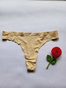 Women's Beige Printed Thong Panty | Soft &amp; Stretch